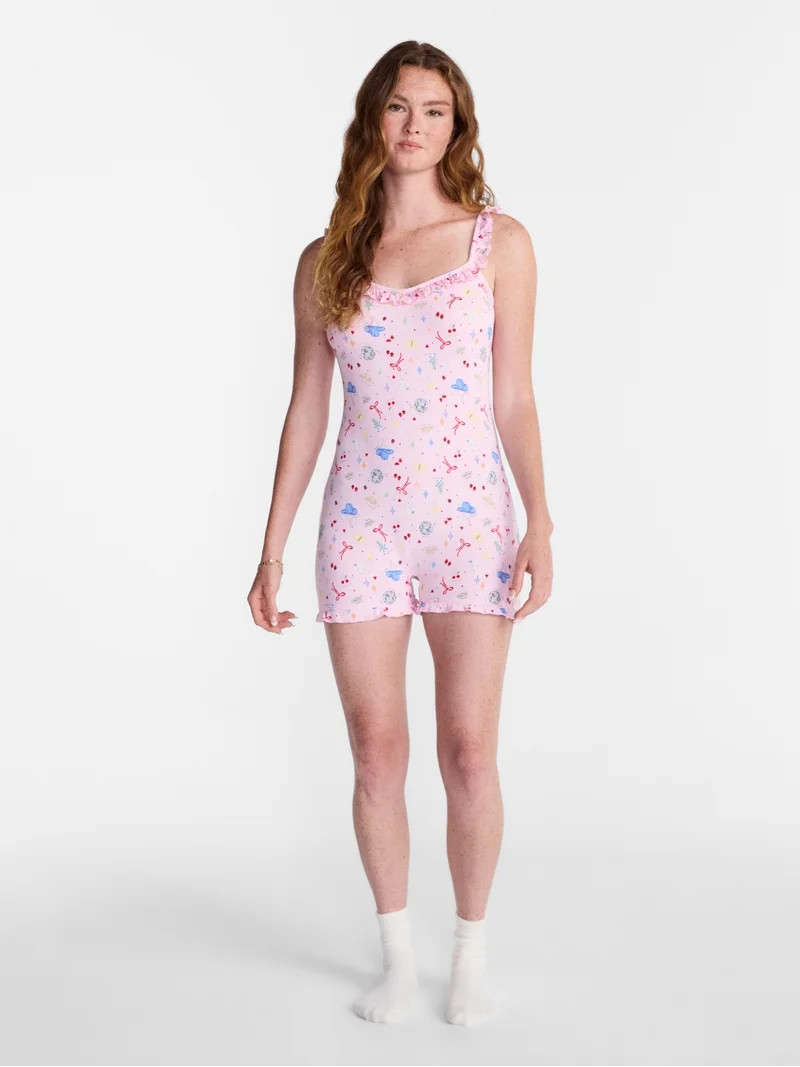 No Boundaries(No ratings yet) No Boundaries Ruffle Neck Sleep Romper, Women's XS-XXL  Free 90-day... | Walmart (US)
