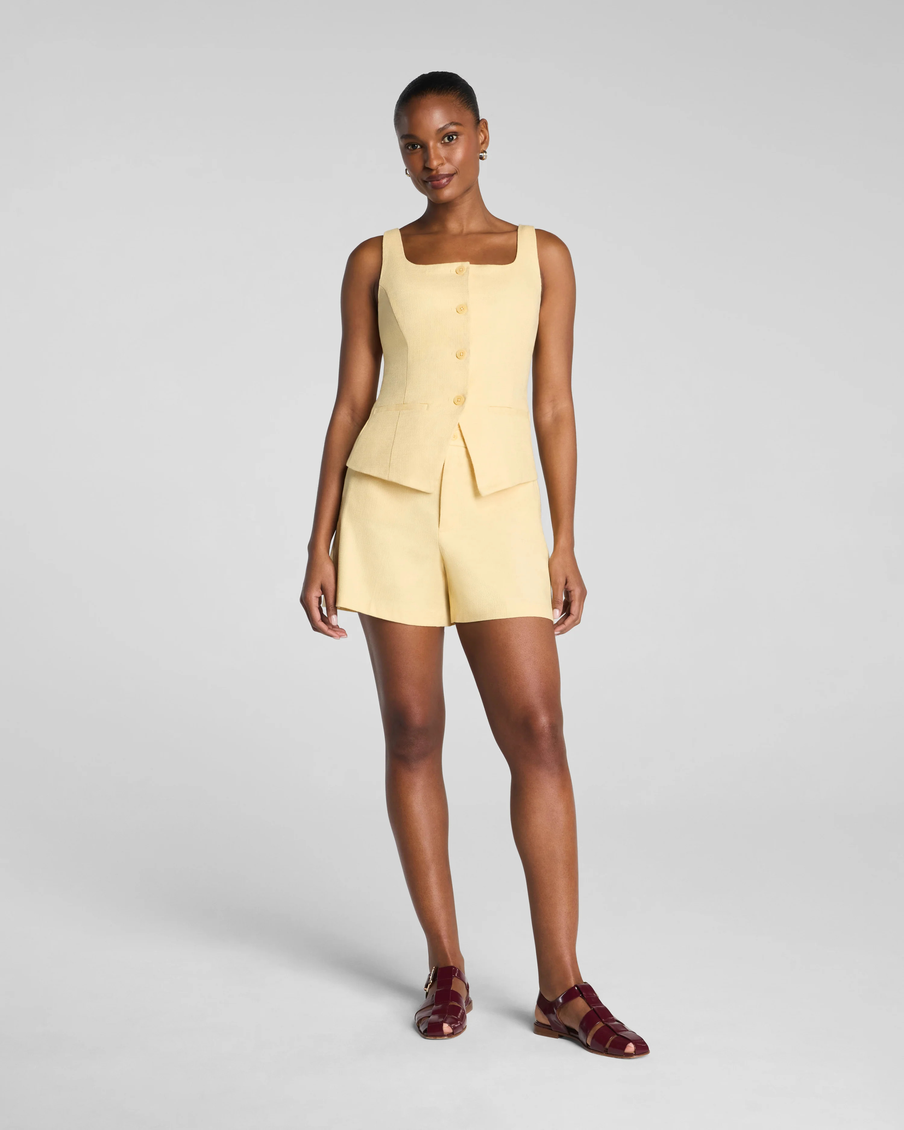 Cotton Linen Button-Down Vest | Spanx