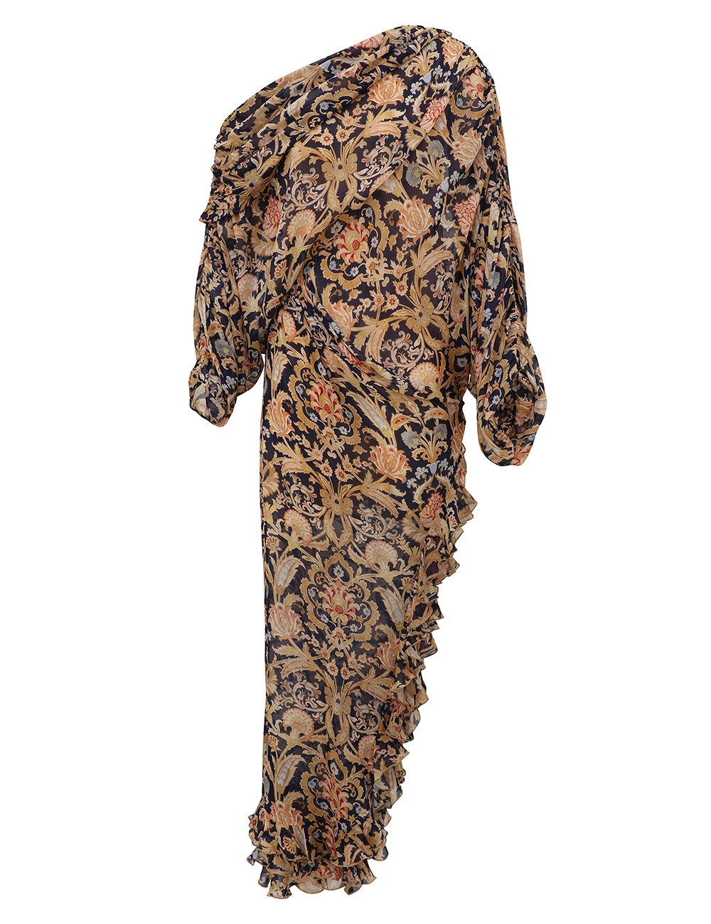 Valiant Asymmetric Ruffle Gown - Navy Toile | ZIMMERMANN (US, CA, EU, MENA)