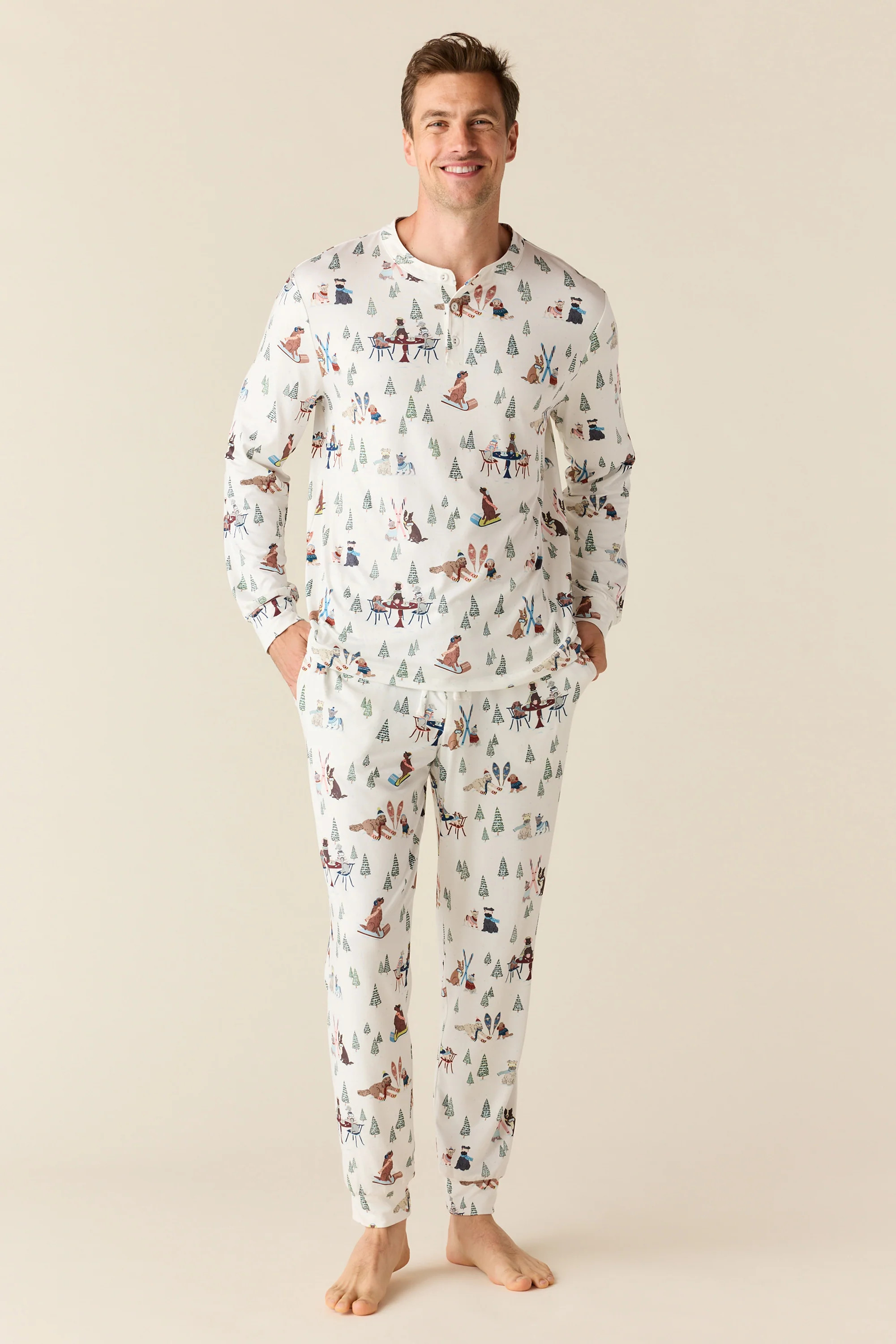 Adam Cloud Jersey Henley Set in Winter Break Pups | MASONgrey