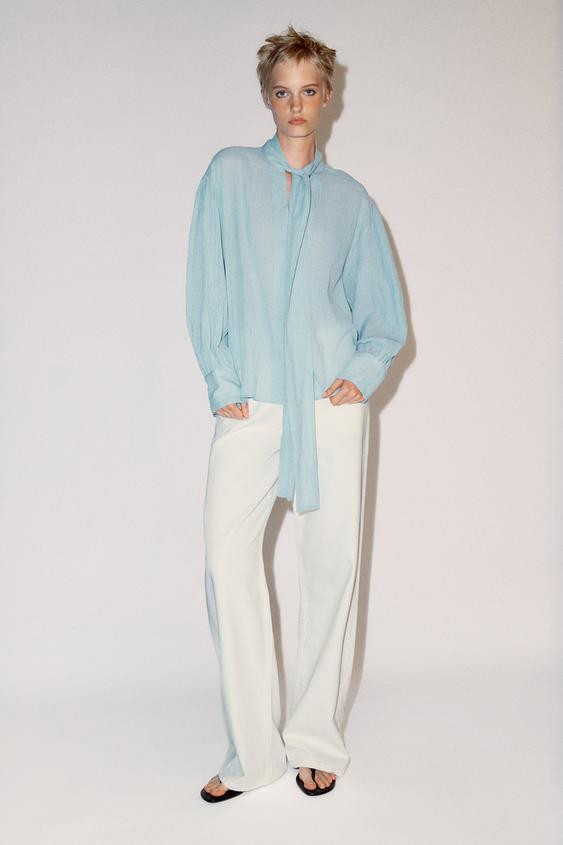 Zara - Zw Collection Striped Bow Shirt - Yellow - S - Woman | Zara AU