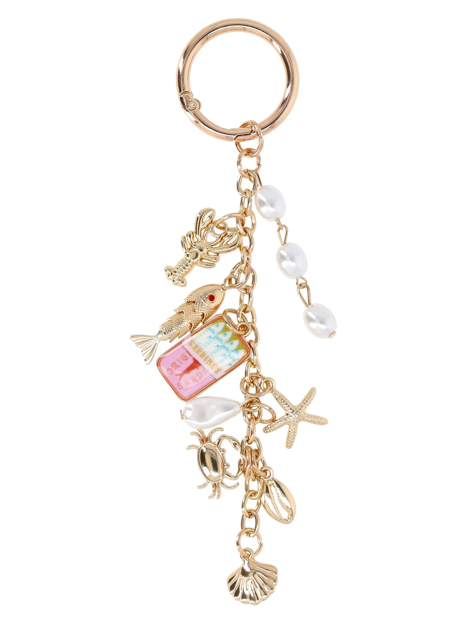 No Boundaries Women's Beach Icons Bag Charm, Gold Shell Clutter Charm | Walmart (US)