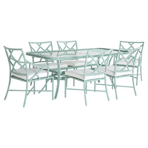 Kit Celadon 7-Pc Dining Set, White | One Kings Lane