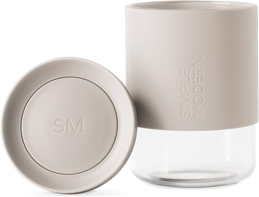 Simple Modern Clarity Cup | Glass Coffee Tumbler with 360° Lid and Silicone Sleeve | Iced Cold B... | Amazon (US)