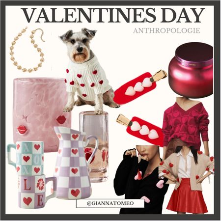 Valentine’s Day gift guide from Anthropologie
Galentine’s Day gifts 
Dog sweater
Pink candle 
Heart glasses
Heart sweater
Heart necklace
Valentine’s Day Hair accessories

#LTKGiftGuide #LTKSeasonal