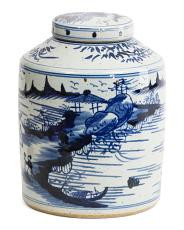 9x13 porcelain dynasty landscape tea jar with lid | TJ Maxx
