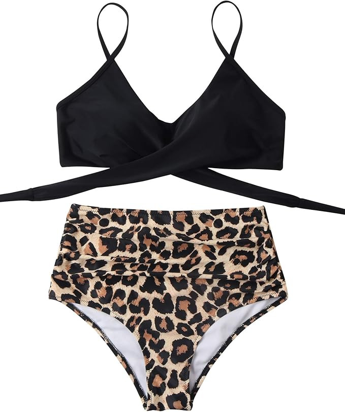 OMKAGI Women's High Waisted Bandage Bikini Set Wrap Two Piece Push Up Swimsuits | Amazon (US)
