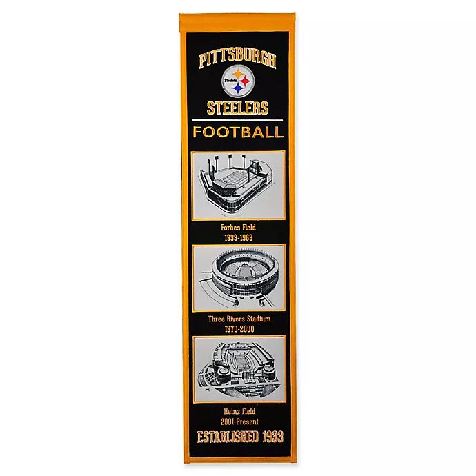NFL Pittsburgh Steelers Stadium Evolution Banner in Black | Bed Bath & Beyond | Bed Bath & Beyond