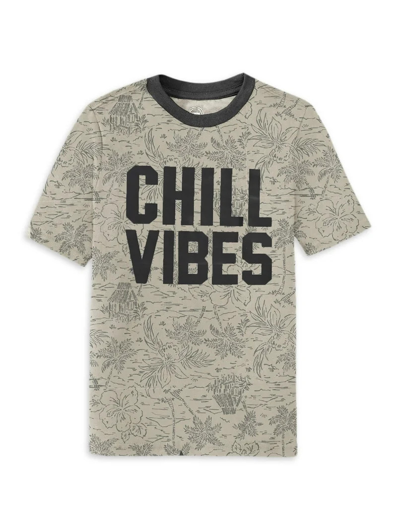 Wonder Nation Boys 4-18 & Husky "CHILL VIBES" Graphic Short Sleeve Tee | Walmart (US)