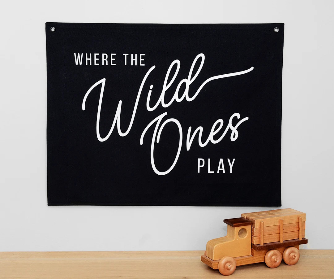Where the Wild Ones Play Canvas Flag | Canvas Banner | Kids Decor | Wall Hanging | Canvas Flag | ... | Etsy (US)