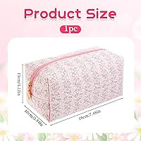 Floral Makeup Bag Travel Cosmetic Bag Organizer Aesthetic Quilted Cute Pink Flowers Zipper Toilet... | Amazon (US)