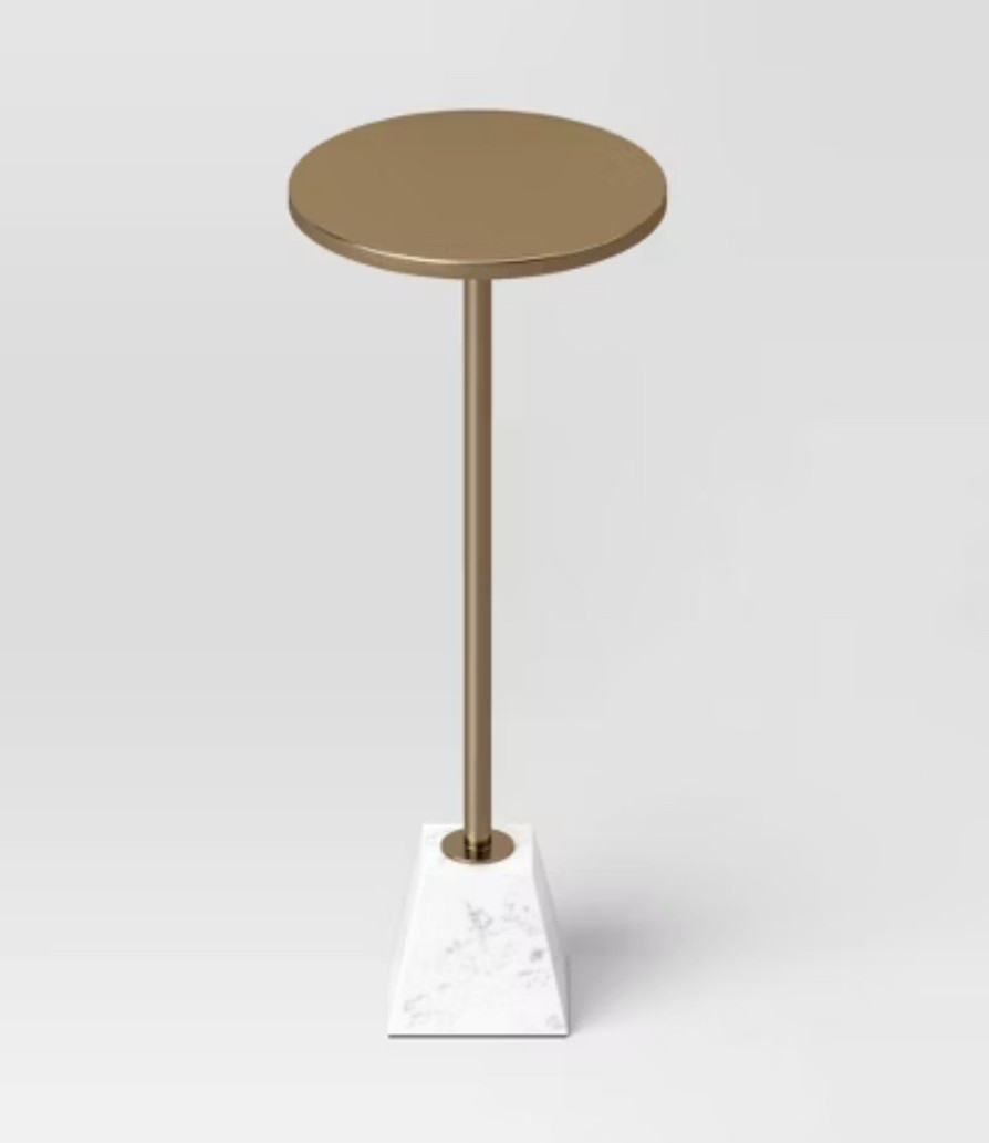 Brass gold and marble drink table 

#LTKmomlife #LTKHome #LTKFindsUnder100