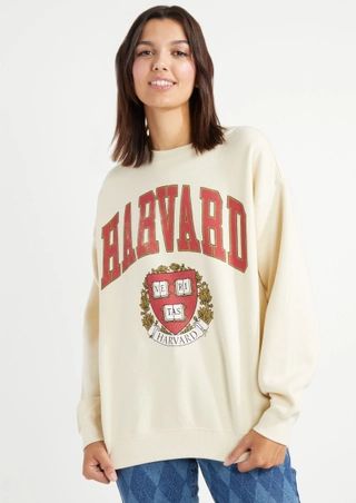 Taupe Harvard Graphic Crew Neck Sweatshirt | rue21
