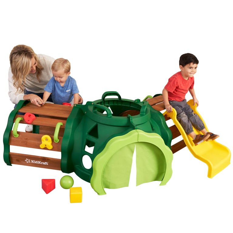 KidKraft Hideout Hollow Toddler Climber with Slide, Shapes and Peek-a-Book Flap | Walmart (US)