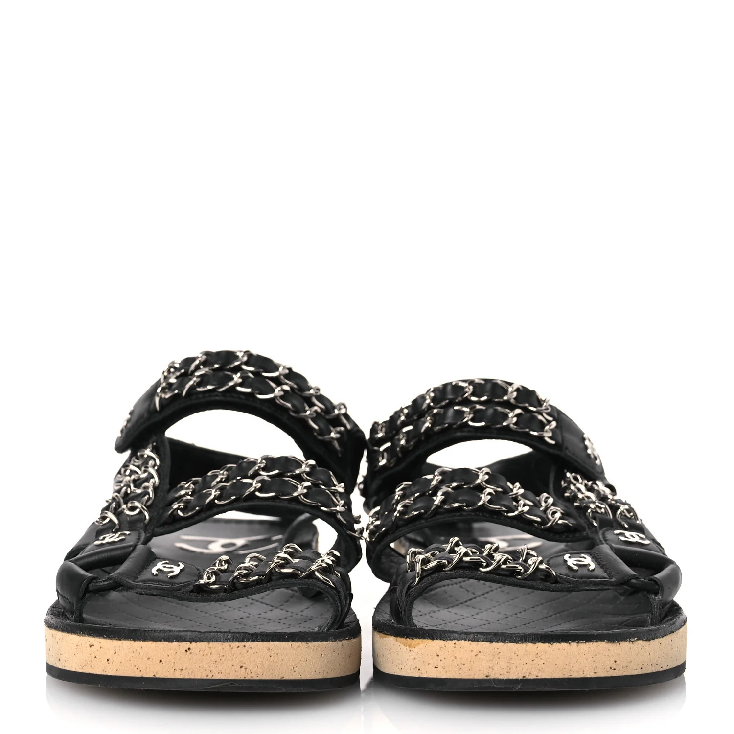 Lambskin Chain Sandals 35 Black | FASHIONPHILE (US)