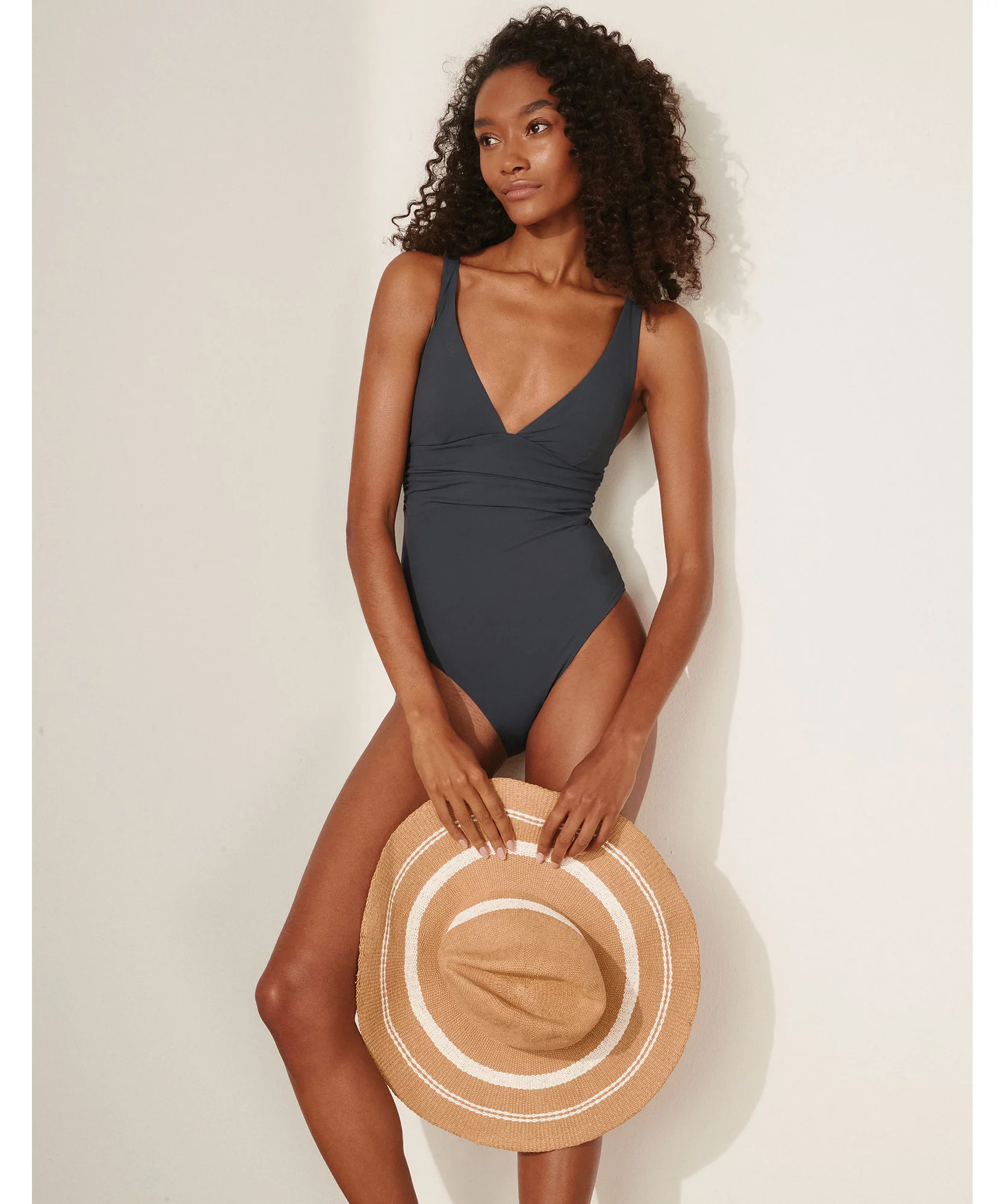 Gathered-Detail Swimsuit | Swimwear | The  White Company | The White Company (UK)