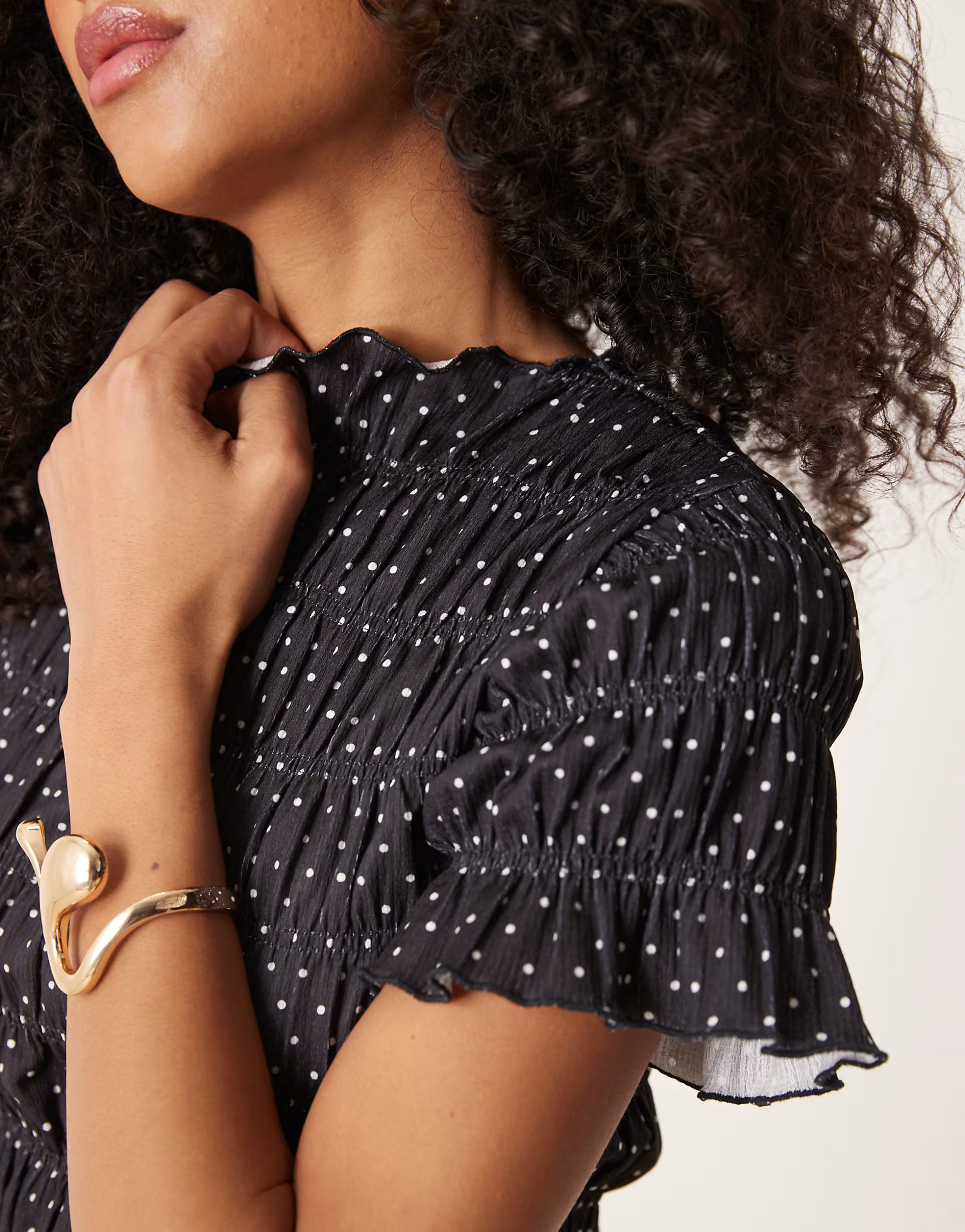 ASOS DESIGN textured shirred spot print tee co ord in black | ASOS (Global)