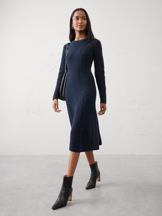 Cable Midi Sweater Dress | Banana Republic Factory