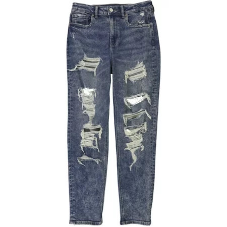 American Eagle Womens Distressed Mom Loose Fit Jeans Blue 4 Regular | Walmart (US)