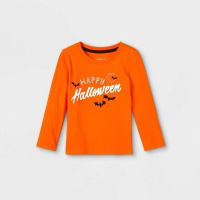 Toddler Girls' 'Halloween' Long Sleeve Graphic T-Shirt - Cat & Jack™ Orange | Target
