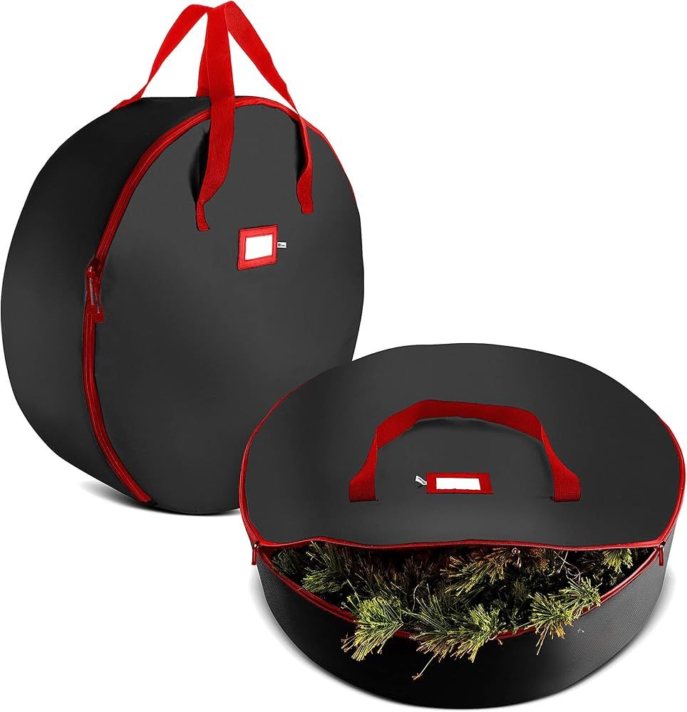 Zober 2-Pack Christmas Wreath Storage Bag 30" - Artificial Wreaths, Durable Handles, Dual Zipper ... | Amazon (US)