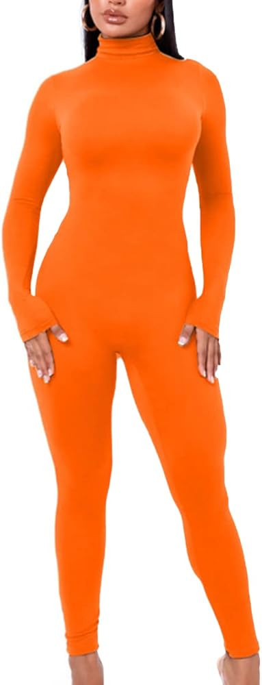 YIMISAN Women's Long Sleeve One Piece Bodycon Leggings Jumpsuits High Neck Sexy Tights Outfit Lon... | Amazon (US)