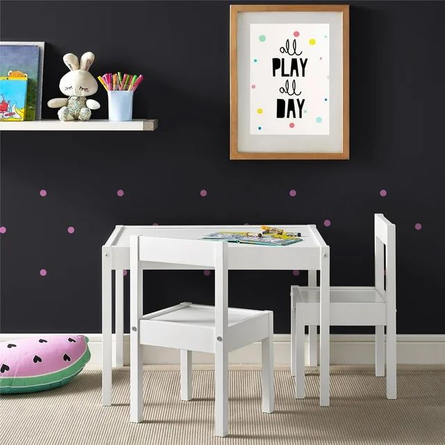 Baby Relax Hunter 3-Piece Kiddy Table & Chair Kids Set, White | Walmart (US)