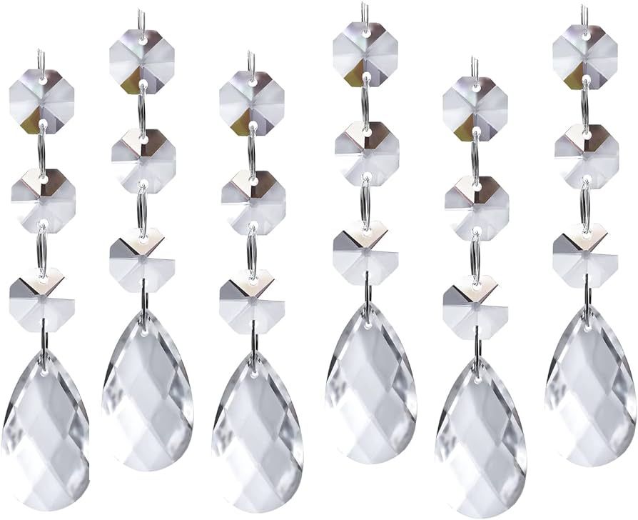 30PCS DIY Teardrop Acrylic Crystal Drop Beads Christmas Ornaments Tree Decorations Garland Chande... | Amazon (US)