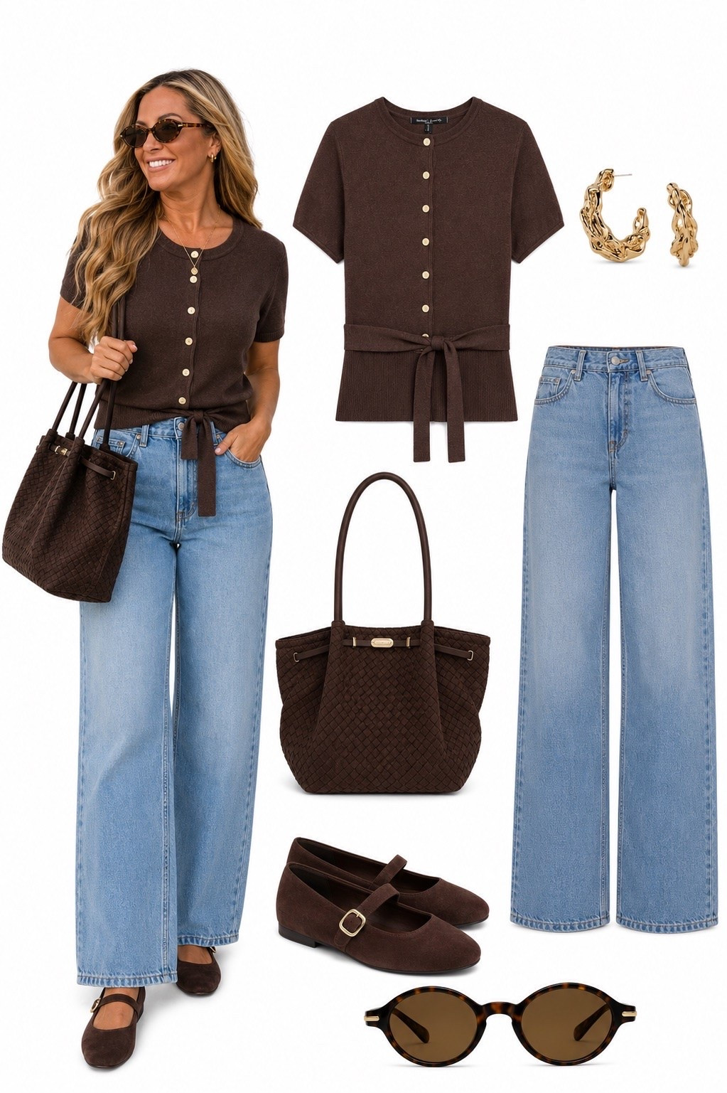 Brown river island cardigan transitional outfit

#LTKsummer #LTKuk #LTKautumn