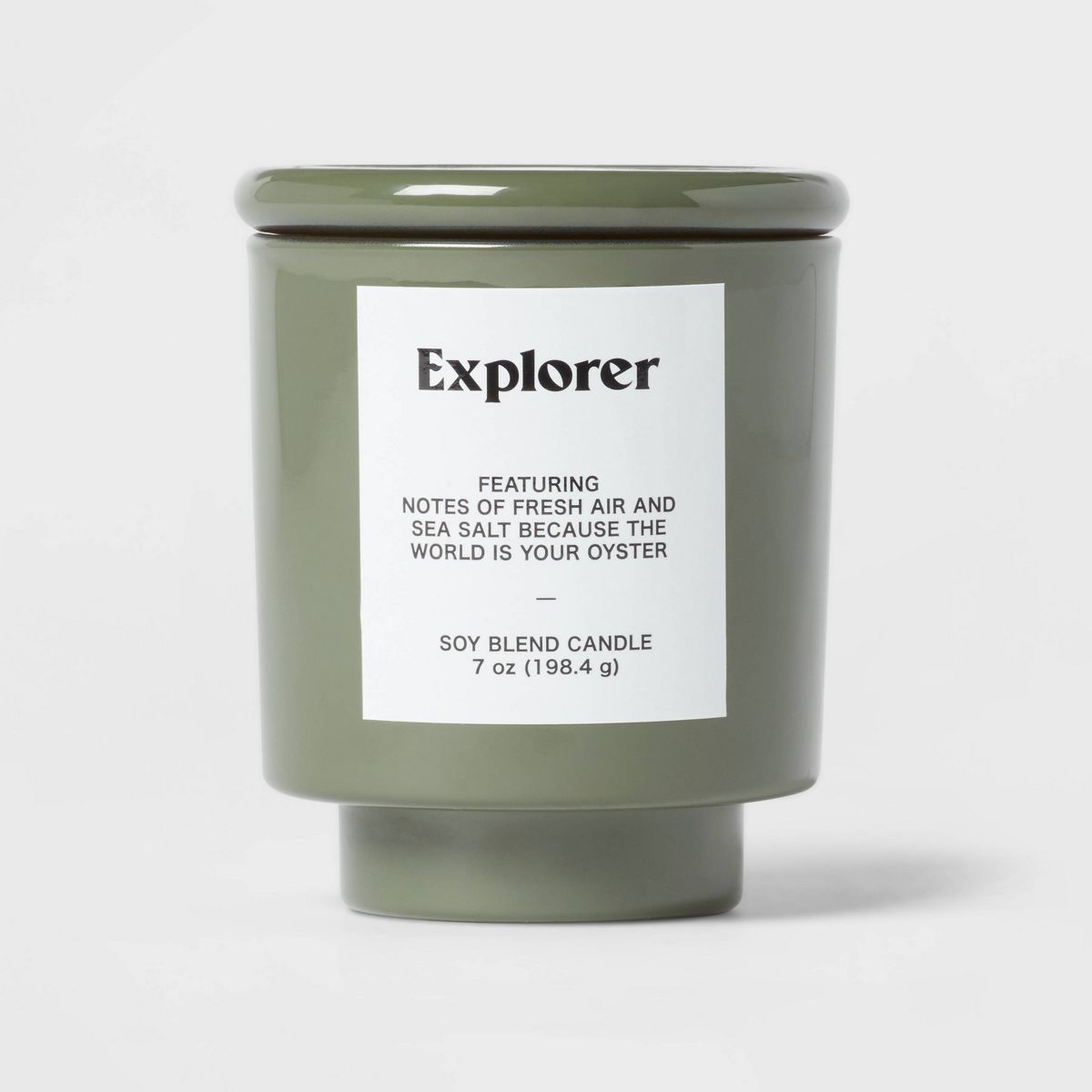 7oz Forest Exterior Painted Glass with Glass Lid Explorer Candle Green - Opalhouse™ | Target