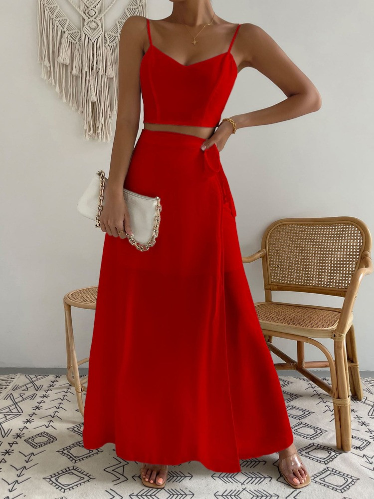 SHEIN Unity Solid Cami Top & High Waist Wrap Skirt
       
              
              $21.99   ... | SHEIN