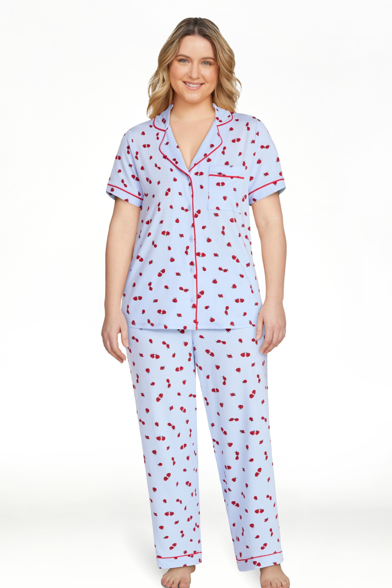 Joyspun Women's Dreamy Soft Collection Notch Knit Top and Capri Pants Pajama Set, 2-Piece, Sizes ... | Walmart (US)
