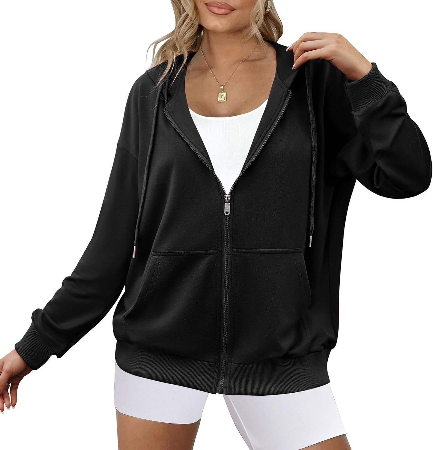 Zeagoo Women's Lightweight Hoodies Full Zip Up Oversized Sweatshirt Trendy | Amazon (US)