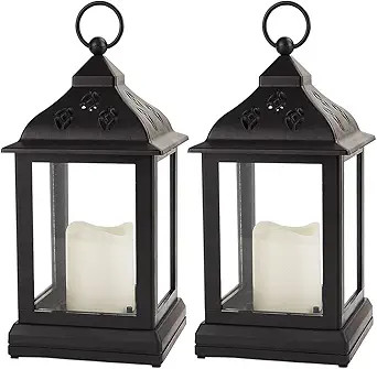 Bright Zeal 2-Pack 9.5" Vintage Decorative Candle Lantern with LED Flickering Flameless Candle (B... | Amazon (US)