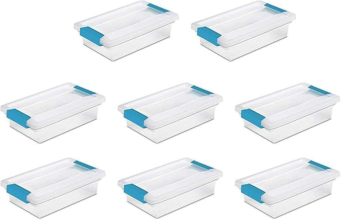 STERILITE Clip Box, Clear Lid & Base w/Colored Latches (Small, 8 Pack) | Amazon (US)