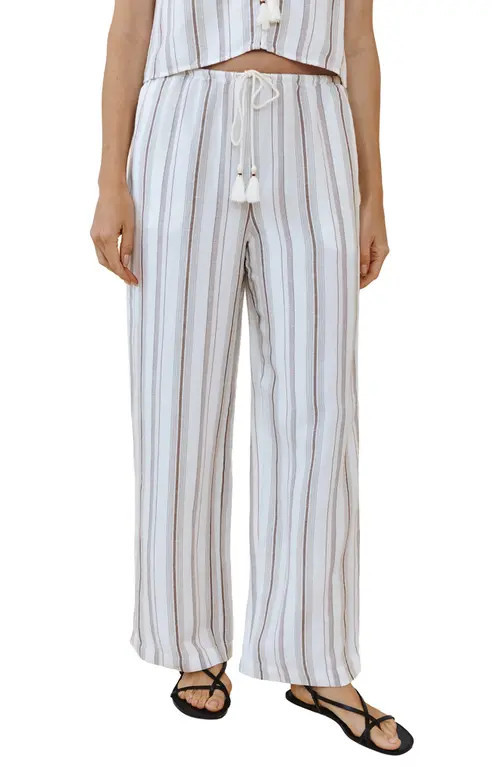 Bella Dahl Beach Stripe Linen Blend Drawstring Pants in Rosewood Stripe at Nordstrom, Size X-Small | Nordstrom