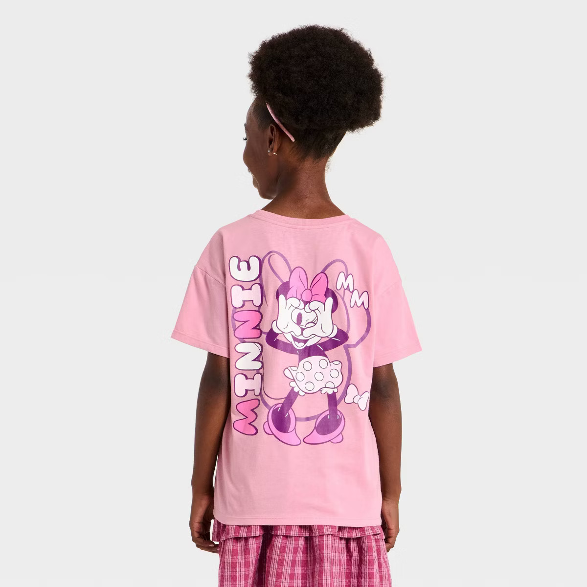 Girls' Minnie Mouse Oversized Front and Back Graphic Short Sleeve T-Shirt - Pink | Target
