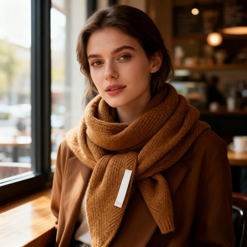 Decorative Knitted Triangular Scarf for Women, Breathable Fichu Shawl, Multi-Functional Warm Head... | Amazon (US)