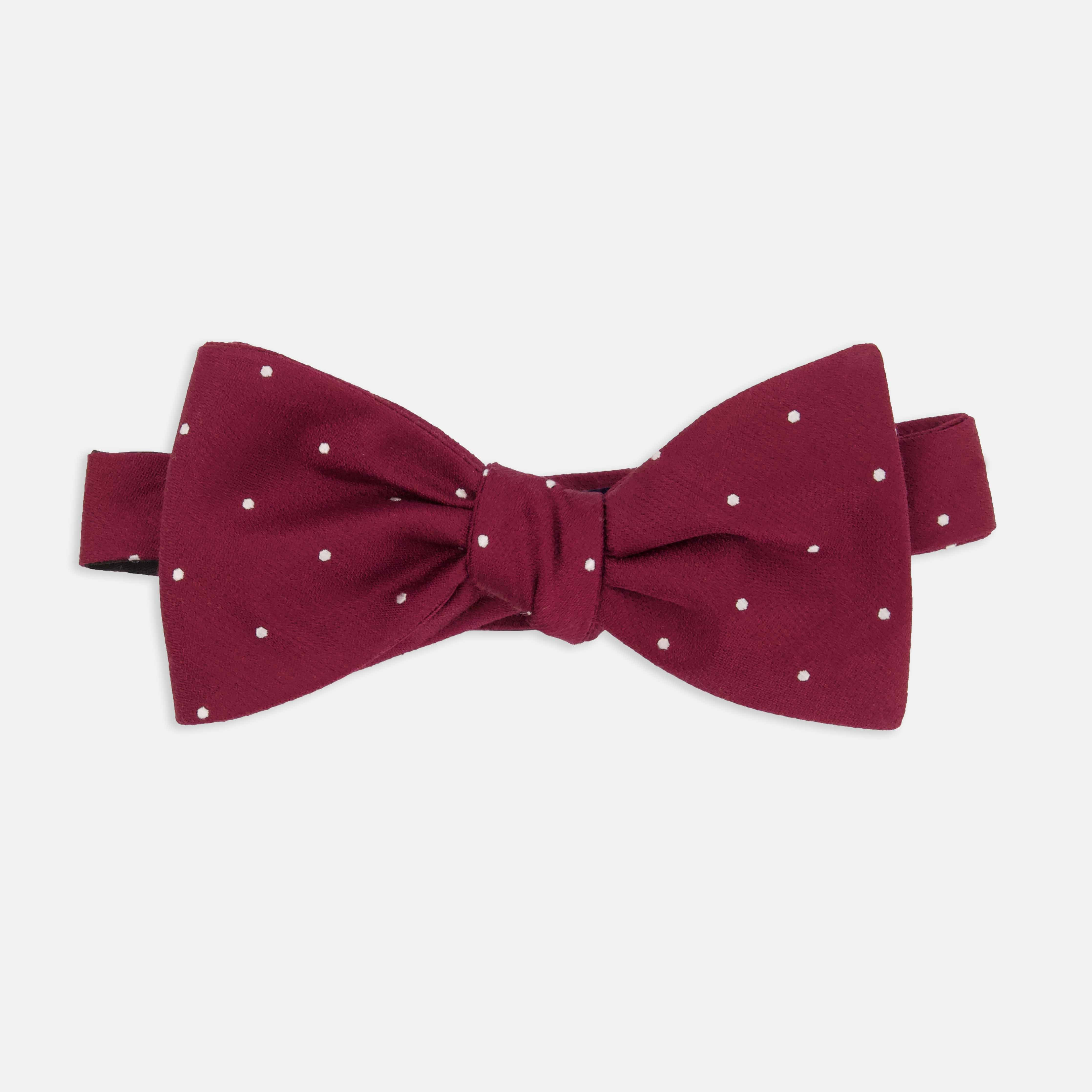 Dotted Report Burgundy Bow Tie | Wool Bow Ties | Tie Bar | The Tie Bar