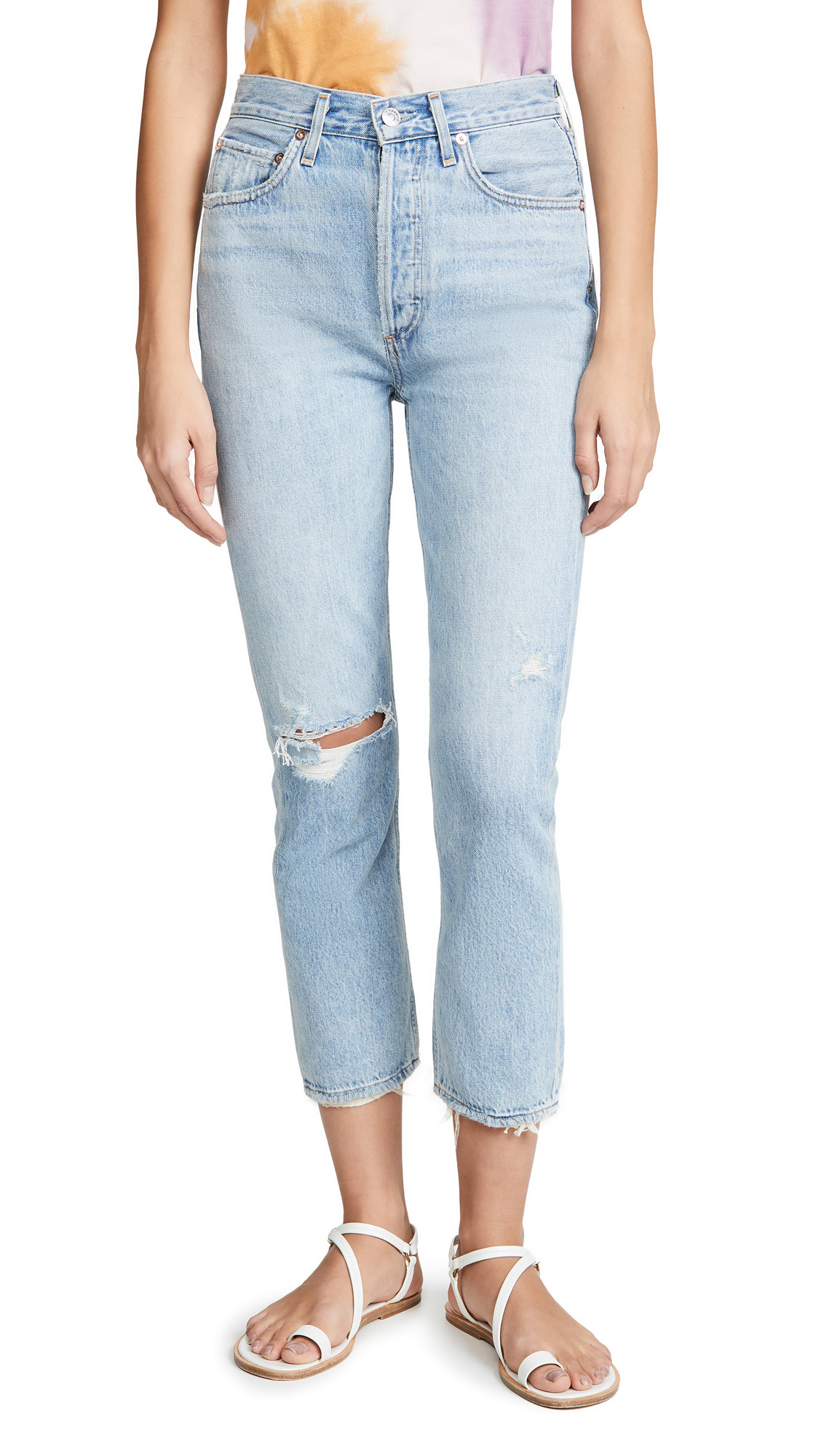 AGOLDE Riley High Rise Straight Crop Jeans | Shopbop