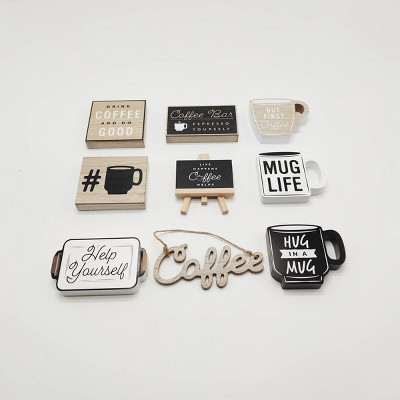 9ct Coffee Bar Mini Signs Black/White/Natural - Bullseye's Playground™ | Target