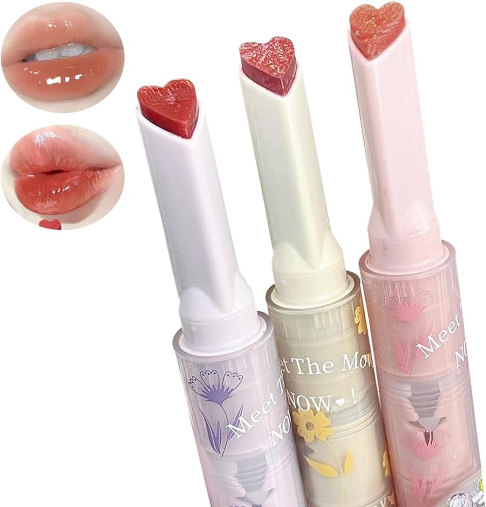 3 Colors Jelly Lipstick,Korean Heart Tinted Jelly Lip Gloss,Mirror Long Lasting Moisturizing Lip ... | Amazon (US)