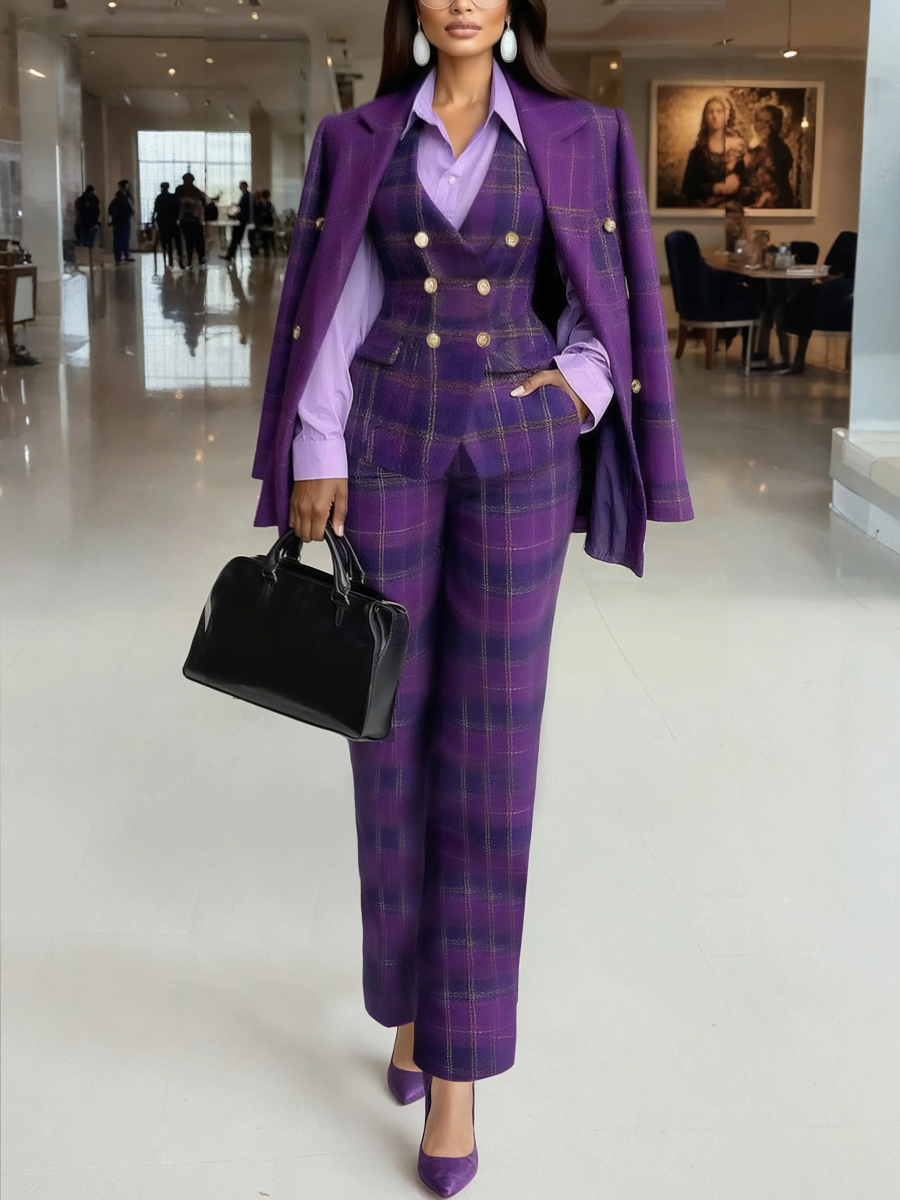 Urban Printing Plaid Lapel Collar Blazer | Stylewe