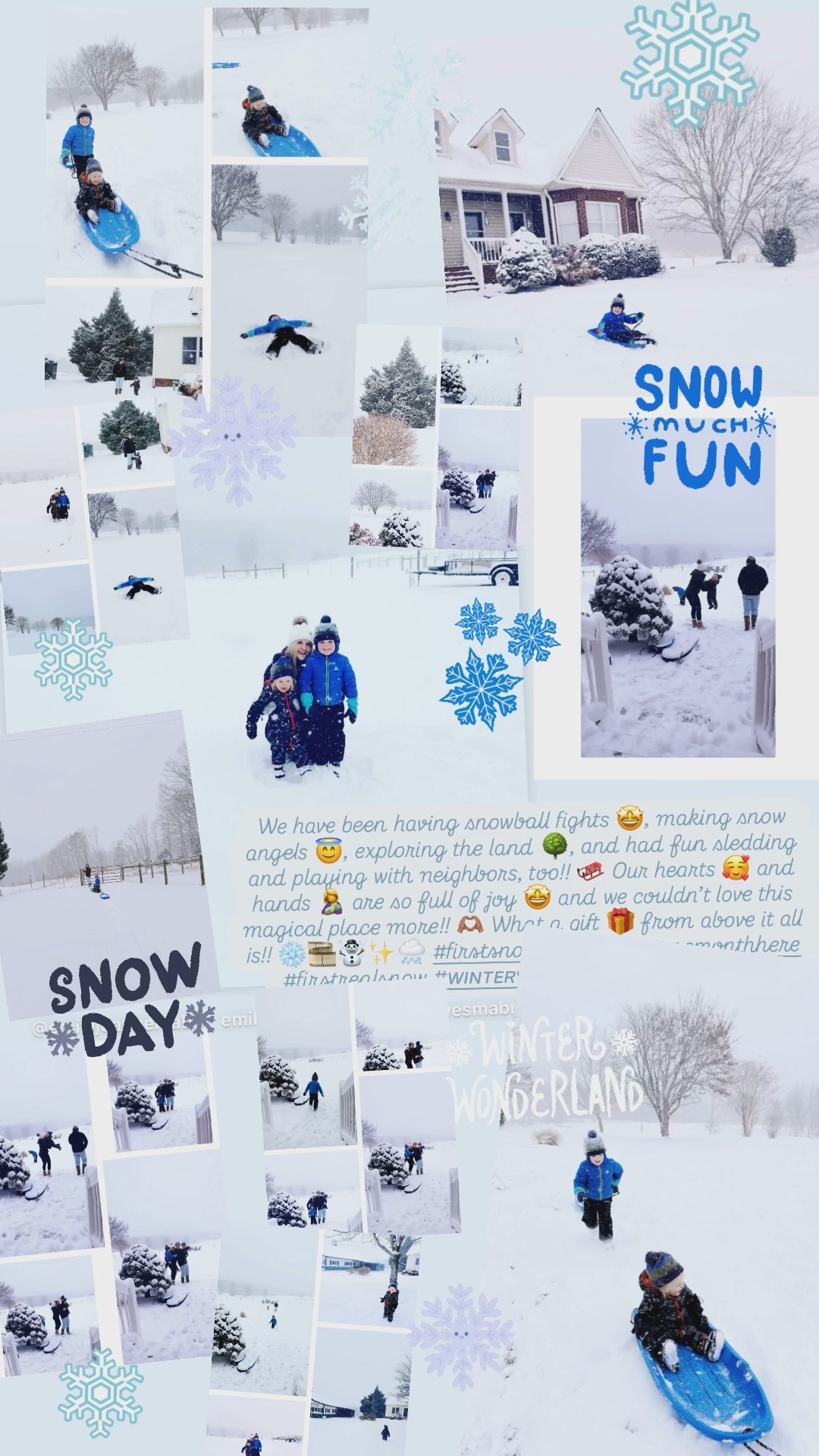 We have been having snowball fights 🤩, making snow angels 😇, exploring the land 🌳, and had fun sledding and playing with neighbors, too!! 🛷 Our hearts 🥰 and hands 🤱 are so full of joy 🤩 and we couldn’t love this magical place more!! 🫶🏽 What a gift 🎁 from above it all is!! ❄️🎞️☃️✨🌨️ #firstsnowonthefarm #onemonthhere #firstrealsnow #ᴡɪɴᴛᴇʀᴡᴏɴᴅᴇʀʟᴀɴᴅ #snowmagic

#LTKmomlife #LTKdayinmylife #LTKKids