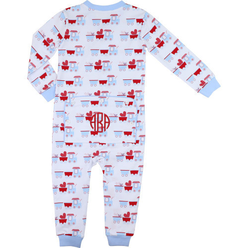 Valentine Train Knit Zipper Pajamas | Cecil and Lou