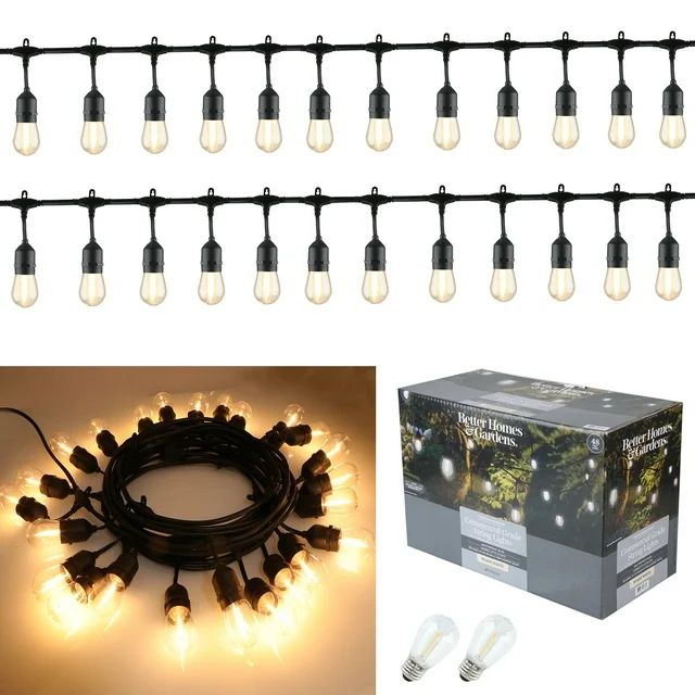 Better Homes & Gardens 48-Foot 24-Count Shatterproof Bulb Outdoor Commercial String Light, with B... | Walmart (US)