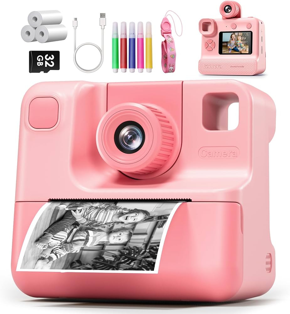 Instant Print Camera for Kids, 1080P Kids Instant Cameras,HD Selfie Digital Video Cameras Toddler... | Amazon (US)