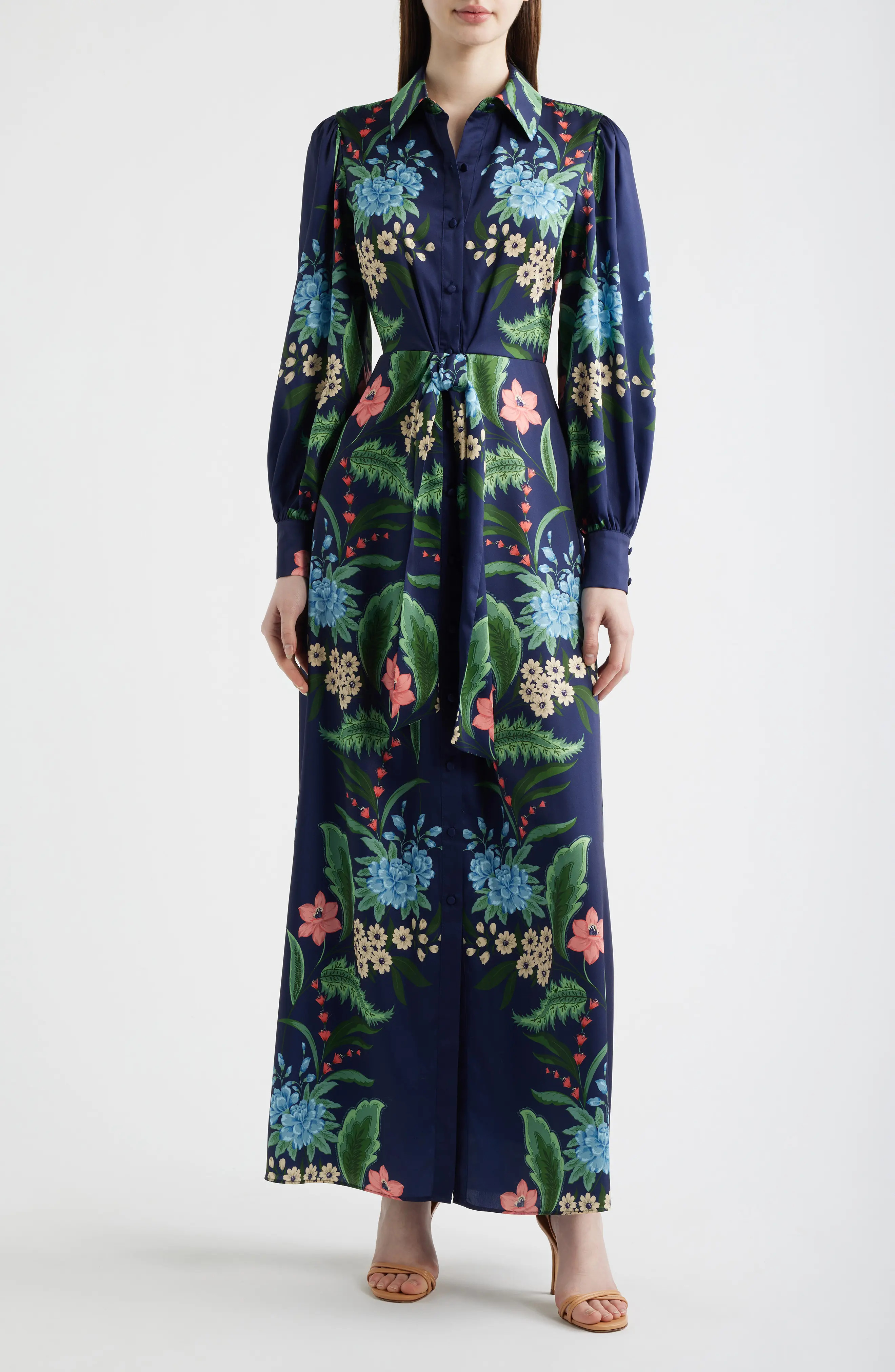 Julia Jordan Floral Print Long Sleeve Maxi Shirtdress (Women) | Nordstrom | Nordstrom