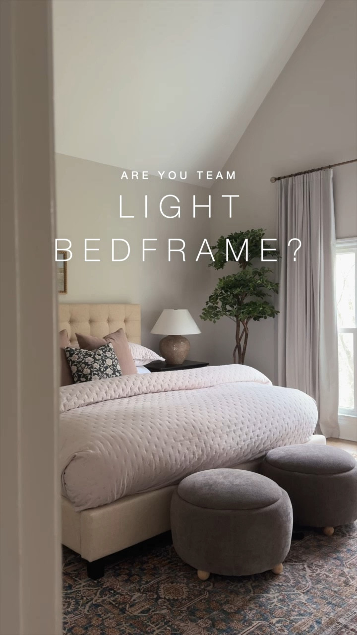Light bed frame vs dark bed frame, which side are you on? 

#LTKHome #LTKFallSale #LTKVideo