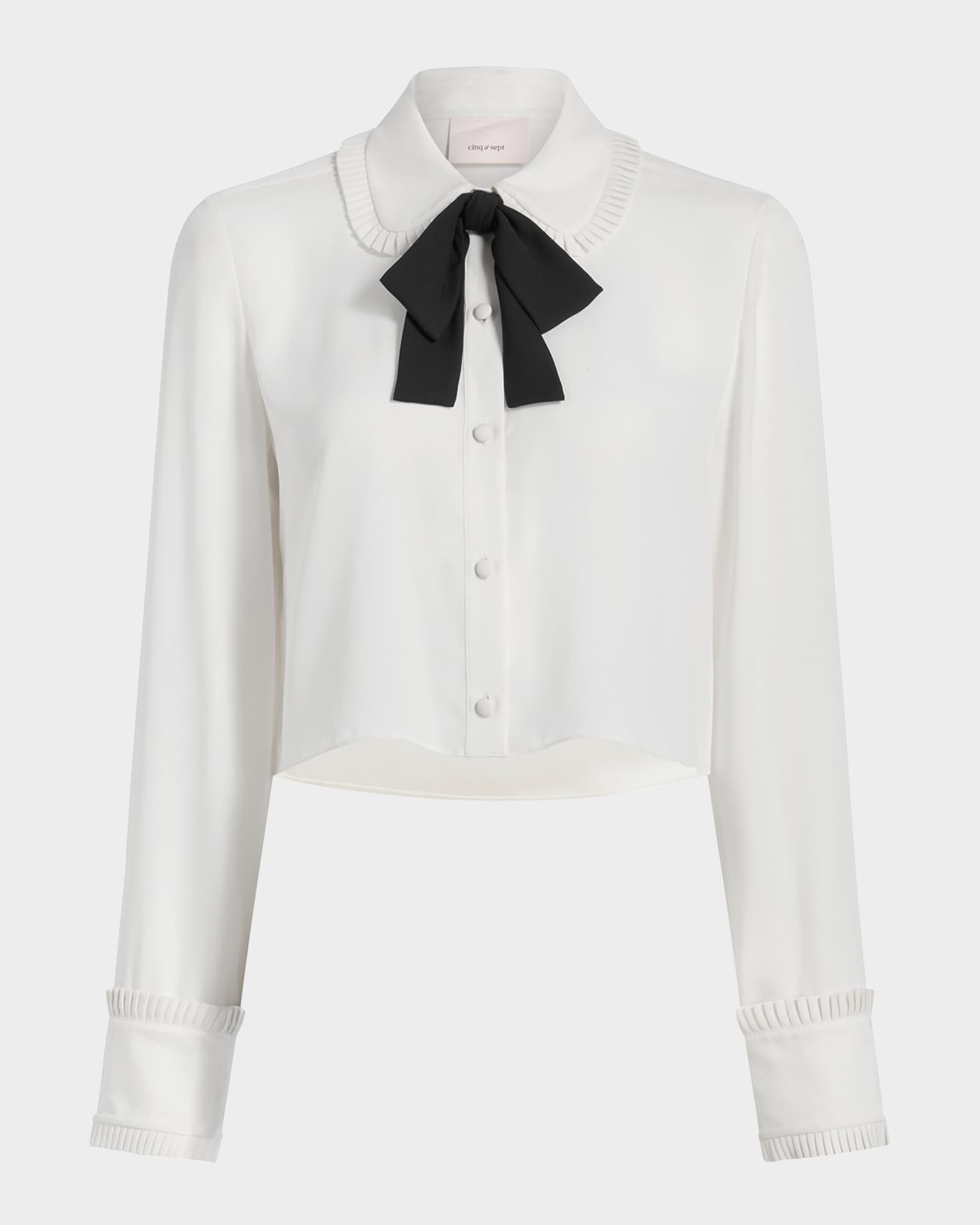 Zaida Neck-Tie Cropped Button-Front Shirt | Neiman Marcus